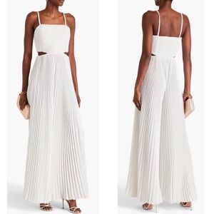 Alice + Olivia White Pleated Jumpsuit